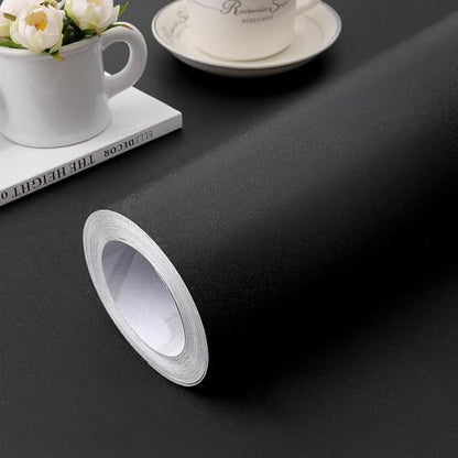 practicalWs 15.7 inch x 590.5 inch Solid Color Black Wallpaper - color: Black, size: 15.7" x 590.5"