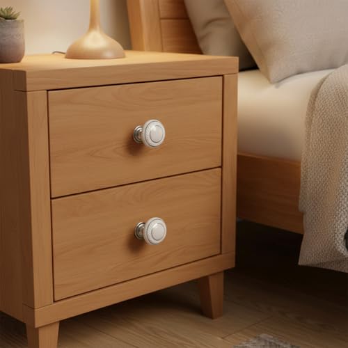 HUAMULAN Round Ceramic Knobs with Zinc Alloy Base for Cabinets 15 Pack - color: A2-43-Baisilver-15PCS