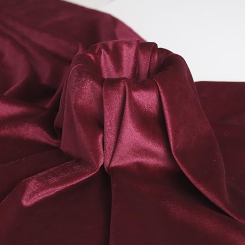 59”W Stretch Velvet Fabric, 2/3 Yard Soft Stretchy Fabric for Sewing Clothes, Apparel, Costume, Crafts - 90% Polyester 10% Spandex(2/3Yard, Burgundy) - color: Burgundy, size: 2/3 Yard