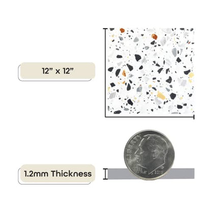 Tivoli Self Adhesive Vinyl Floor Tiles, 45 Tiles, 12 x 12 in, Peel & Stick - color: Mosaic