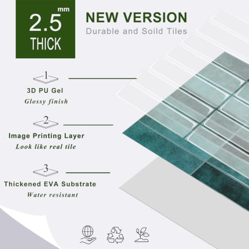 STICKGOO 10-Sheet Peel and Stick Backsplash Tile(Thicker Design) - color: Blue