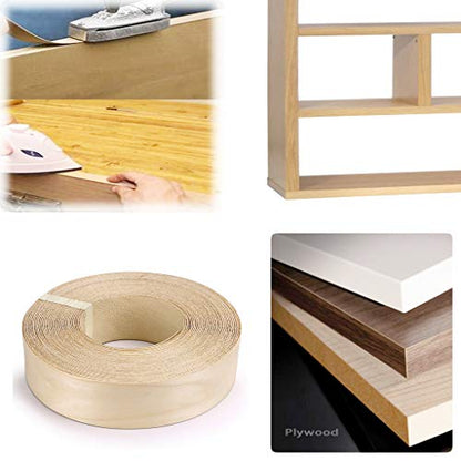 Skelang 2'' × 50' Birch Edge Banding, Roll Wood Edge Tape, Iron-on Veneer Banding with Hot Melt Glue, Pre-glued Edge Banding for Covering Edge of Table, Door, Shelf, Cabinet Hardboard, Fiberboard - size: 2'' x 50'