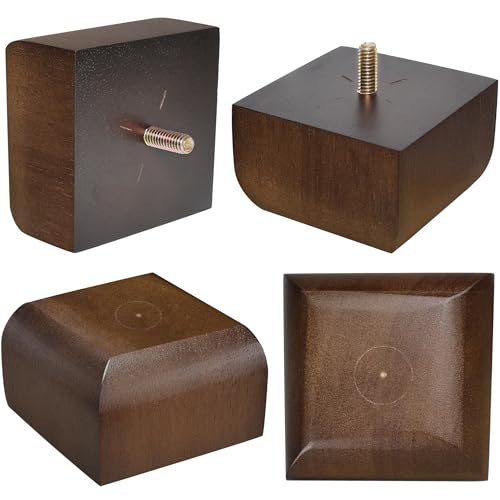 Sofa Legs Square Bed Feet 2 inch Wood Replacement Leg for Furniture Set of 4, Dark Brown - size: 2 inch (4pcs) Standard (With hanger bolt)