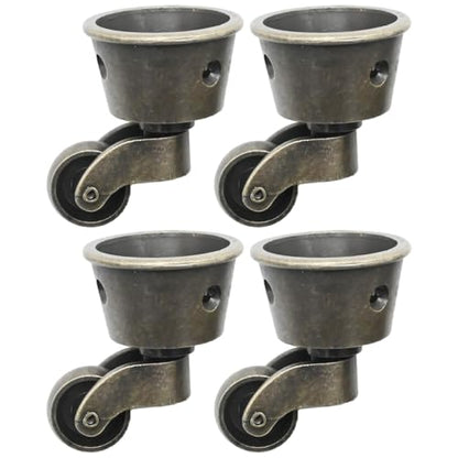 Anxingo 4 Pack 2.32 x 1.77 Inch Antique Zinc Alloy Swivel Cup Casters, Furniture Caster Wheels Universal Metal Pulley Wheels for Chair Cabinet Patio Table Sofas 1-3/4 Inch OD Vintage Green Bronze