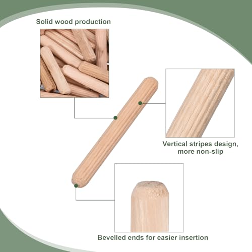 uxcell 60 Pcs Wooden Dowel Pins 6x50mm(0.24x1.97) Fluted Beveled Ends Wood Dowel Pegs Dried Hardwood for Woodworking Furniture Shelf - size: 6x50mm