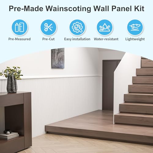 Art3d 79.3 x 40.7 Inch Beaded Wainscoting Wall Panel, 22.38 sq.ft, White - color: White, size: 79.3"x40.7"
