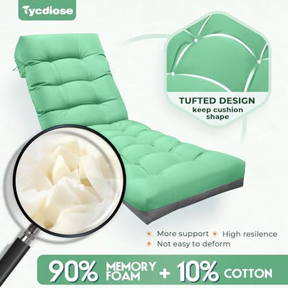 Outdoor Lounge Chair Cushion, Waterproof Replacement Chaise Lounge Cushions for Outdoor Furniture Thickened 71 x 22 x 4.7 Inches Non-Slip Patio Pool Lounge Chair Cushions with Ties (Cyan) - color: Cyan