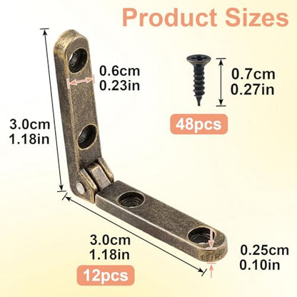 Joez Wonderful 12pcs 90 Degree Hinges, 1.18x1.18in, Bronze - color: Bronze (12 Sets)