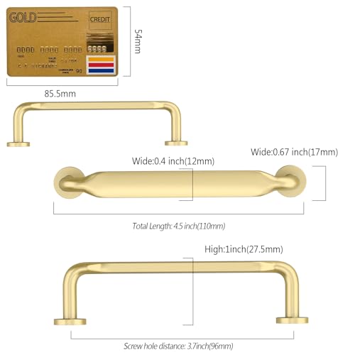 Amerdeco 10 Pack Brushed Gold Cabinet Pulls 3-3/4" - color: Brushed Gold, size: 3.75" hole center, style: 10 Pack