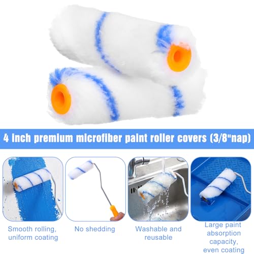 100 Pcs 4" Microfiber Paint Roller Covers, Microfiber Paints Roller