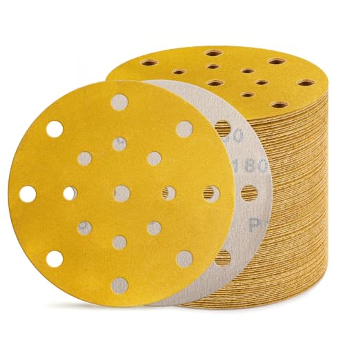 80Pcs 6 Inch Sanding Discs 180 Grit, Hook and Loop Orbital Sandpaper - style: 180Grit-80Pcs