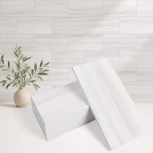 StyloVue 100 Pieces Peel and Stick Backsplash for Kitchen, 3" x 6" PVC Subway Tile 2026 Upgraded Dolomite Mist Backsplash Stick on Tile Elevate Kitchen Fireplace RV - color: Dolomite Mist
