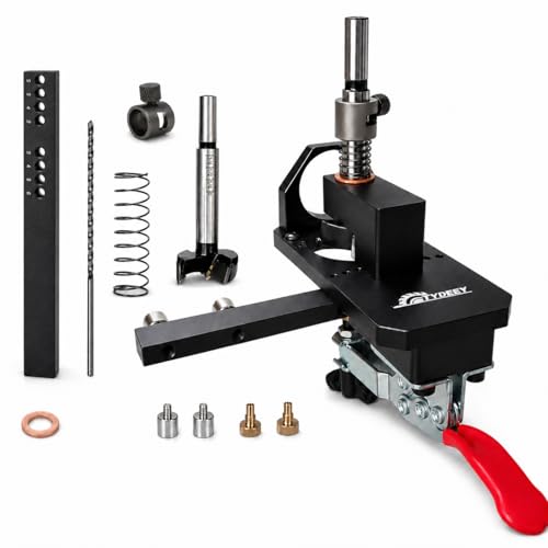 Tydeey 35mm Concealed Hinge Jig for Cabinet Doors, Aluminum Hinge Drilling Guide with Depth Adjustment, 3–4 Inch Edge Distance Arm, Dust Port & Toggle Clamp
