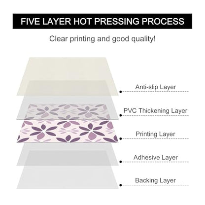 HOMETITUTE Purple Floral Petal Floor 12in Vinyl Tile - color: Purple