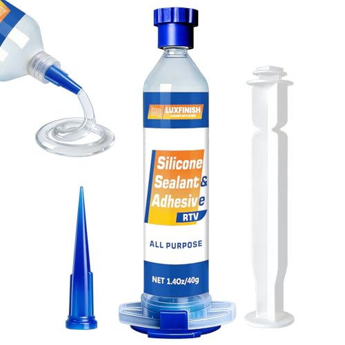 RTV Silicone Sealant Adhesive - 100% Waterproof Transparent Silicone Caulk for Automotive, Window, Bathroom, Kitchen - High Bond, Shrink & Crack Resistant - Clear (1.4oz/40g) - color: Clear