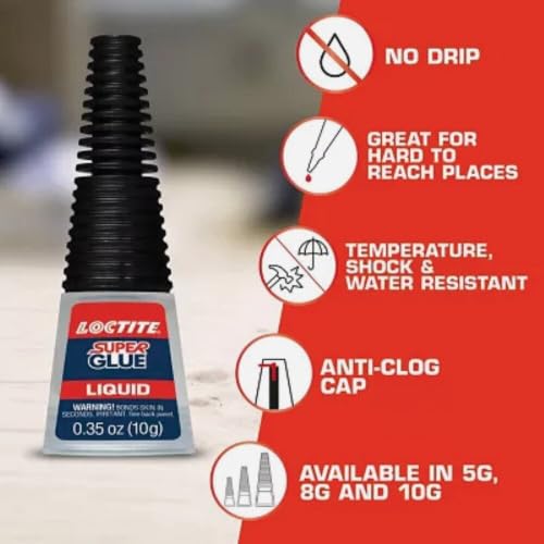 Loctite Super Glue Liquid Longneck Bottle, 5g Bottle (Pack of 1) Instant Adhesive for Plastic, Wood & Metal, Clear Superglue with Extra Long Precision Nozzle, Quick‑Dry Formula - size: 5g, style: 1 Pack