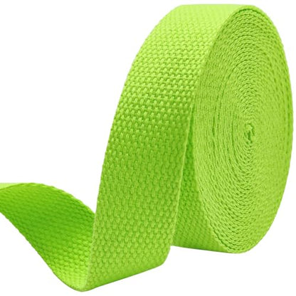 1 inch Cotton Webbing 5 Yards, Soft & Sturdy for Bag Handles - color: Neon Green 5116