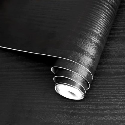 Black Wood Contact Paper Peel and Stick Wood Wallpaper Self Adhesive - color: Black, size: 17.7" x 590.5"