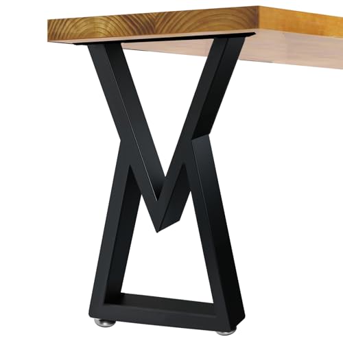 28 Inch Metal Desk Table Legs, Heavy Duty Industrial Style Dinning Table Leg, DIY Furniture Feets with Adjustment Feet Pads, Black - size: 28 '' V Shape