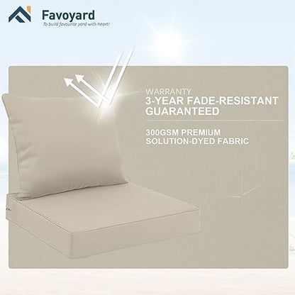 Favoyard Outdoor Patio Seat Cushions Set, 19 x 19 Inch, Waterproof, Beige - color: Beige, size: 19 x 19 x 3 In