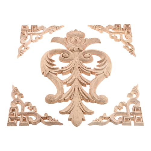 5Pcs Wood Appliques Onlays Classic Decorative Furniture Appliques Set E - color: Set E