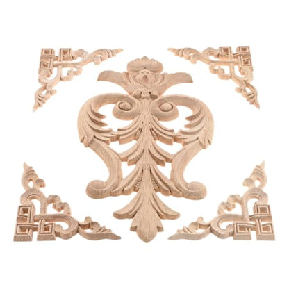 5Pcs Wood Appliques Onlays Classic Decorative Furniture Appliques Set E - color: Set E