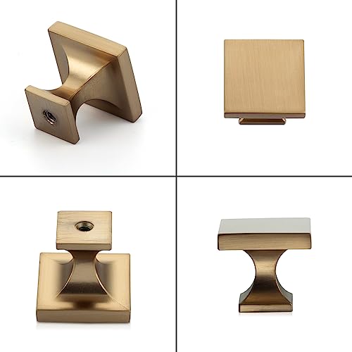 Haliwu 20 Pack Champagne Bronze Cabinet Knobs, Solid Pulls - color: Champagne Bronze & Square A