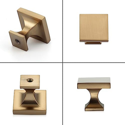 Haliwu 20 Pack Champagne Bronze Cabinet Knobs, Solid Pulls - color: Champagne Bronze & Square A