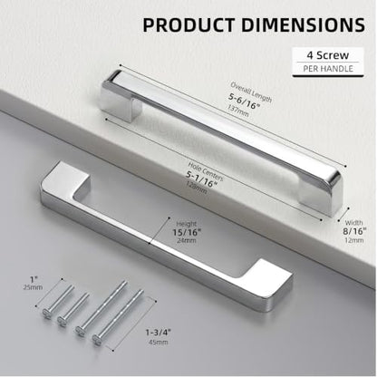 Polished Chrome Cabinet Pulls 4 Inch Polished Nickel Cabinet Pulls - color: Polished Chrome, size: 5 Inch (128 mm) Hole Centers