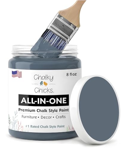 Chalky Chicks Steel 8 Fl Oz Chalk Paint for Furniture All in One - color: Blue Steel (Blue Gray), size: 8 Fl Oz (Pack of 1)
