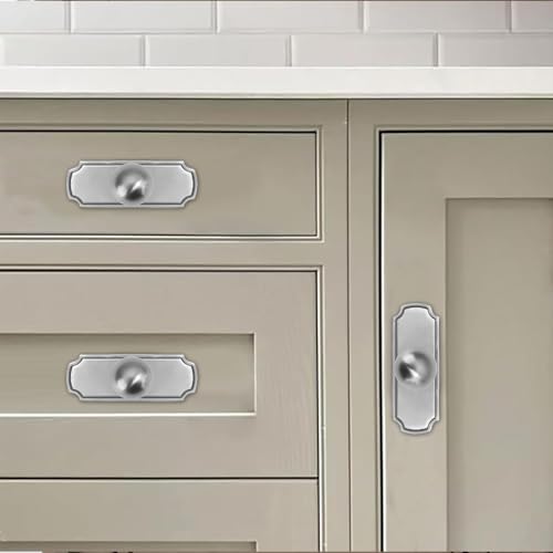 khtumeware 10-Pack Heavy Duty Solid Backplate for Cabinet Knobs Brushed Satin Nickel Drawer Knobs with Backplate Suitable for Dresser and Kitchen Cabinet Hardware. - color: Brushed Satin Nickel