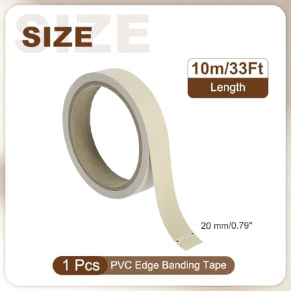 uxcell PVC Edge Banding Tape 3/4" Light Yellow Peel Stick Edging Trim - color: Light Yellow, size: 3/4"