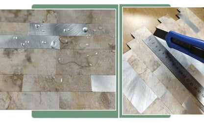 10 Sheets Backsplash Tile for Kitchen Peel and Stick, 11.81" X 11.81" Self-Adhesive Waterproof, Metal Backsplash Subway Tile, Stick on Tiles Kitchen Bathroom(Darken Coffee+Frosted Silver) - color: Darken Coffee+Frosted Silver