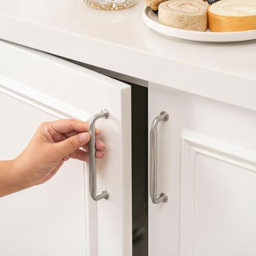 Goldenwarm 10 Pack 6-1/4 Inch Brushed Nickel Cabinet Pulls Solid Handles - color: Brushed Satin Nickel, size: 6-1/4 Inch Hole Center