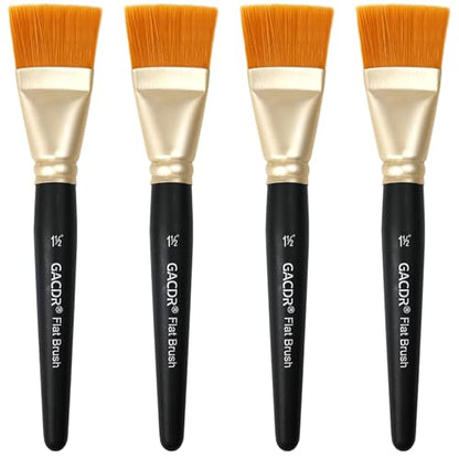 Large Flat Paint Brushes, 4pcs 1.5 Inch Craft Paint Brush Set for Acrylic - color: Black