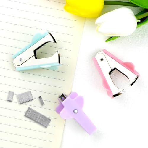 3 Pack Staple Remover Stapler Puller Remover Stapler Remover Tool for Home Office School Office Staple Removers Staple Removal Set Pinch Jaw Style Staple Remover Tool (Pink Purple Green)