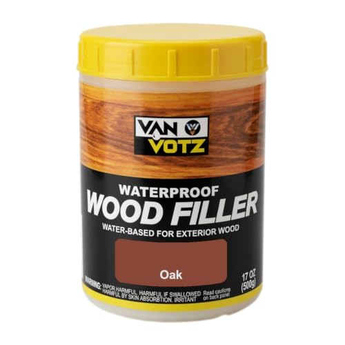 Waterproof Wood Filler [Half-Pint, Oak] - Exterior Grade Wood Repair in 18 Paintable and Stainable Colors. Strong Adhesion and Durability for Outdoor Wood in All Weather Conditions. - color: Oak, size: 1-Half-Pint [17oz / 500g]