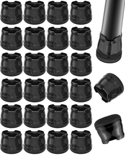yomanta 24 PCS Silicone & Felt Chair Leg Floor Protectors - Scratch Proof & Noise Reducing Furniture Caps for Hardwood Floors - Round M Fits 1" to 1 3/16" (25–30mm), Black - color: Black, size: Round M (Fit 25–30mm)