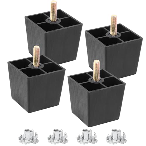 Luomorgo 2 Inch Plastic Table Legs, Black Couch Leg, 4 Pcs - color: Square Tapered, size: 2 Inch