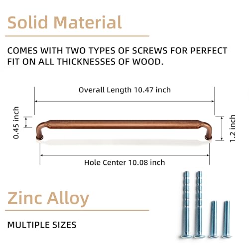 Goo-Ki 6 Pack 10 Inch （256mm） Hole Center Cabinet Pulls Antique Copper Zinc Alloy Kitchen Drawer Pulls Drawer Handles 10.45 Inch Length 2202-AC-256 - color: Antique Copper, size: 10 Inch Hole Centers