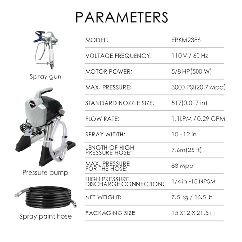 EPIK Airless Paint Sprayer 3000PSI High Pressure Paint Gun