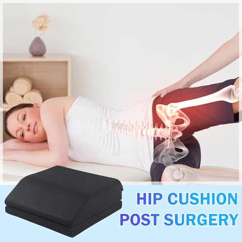ROYALAY Adjustable Hip Cushion Post Surgery, Memory Foam Hip Replacement Recovery Aids with Strap and Anti-Slip Bottom, Chair Cushion for Long Sitting