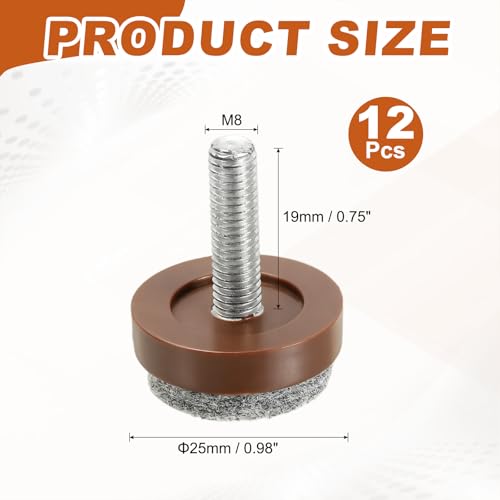 uxcell 12 Pcs Adjustable Furniture Leg Levelers, M8 x 1" x 0.8" - size: M8 x 1" x 0.8"