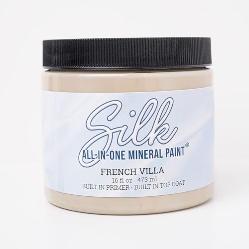 Dixie Belle Silk All-in-One Mineral Paint | French Villa (4oz) | Soft Warm Greige All-in-One Water Based Primer + Topcoat | Durable Furniture Paint | Low Reflective Finish - color: French Villa, size: 4 Fl Oz (Pack of 1)