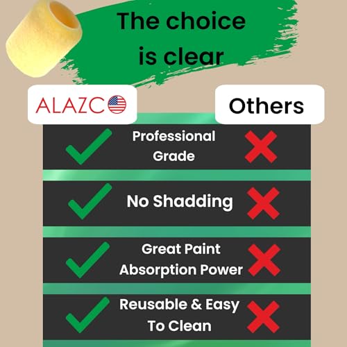 6 Pcs 3-Inch ALAZCO 3/8 Nap Polyester Small Paint Roller Refill Covers NO SHED Premium for Indoor Outdoor Projects Painting Trims Cabinets Furniture Doors Walls Edges Corners