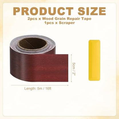HARFINGTON Wood Grain Repair Tape 2" x16ft Self-Adhesive Repair Patch - color: Walnut, size: 2" x 16ft