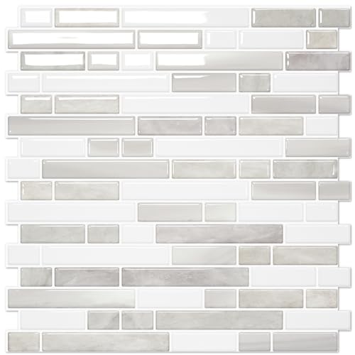 STICKGOO Thicker Peel and Stick Backsplash Tile for Kitchen and Bathroom - color: Light Brown＆Tan