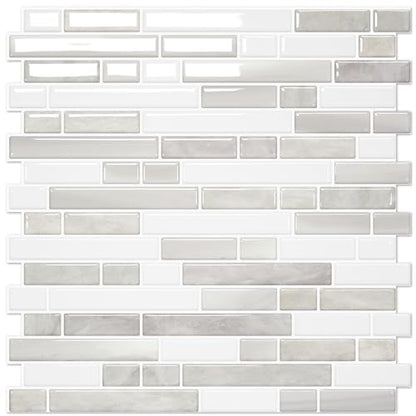 STICKGOO Thicker Peel and Stick Backsplash Tile for Kitchen and Bathroom - color: Light Brown＆Tan