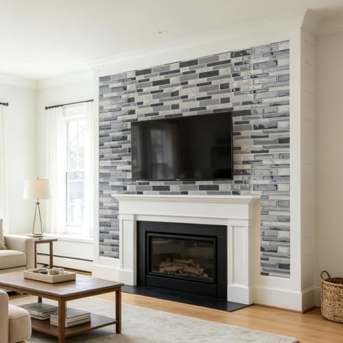 Art3d Linear Subway Design Tile Peel and Stick Backsplash, 20-Sheet, Gray - color: Gray