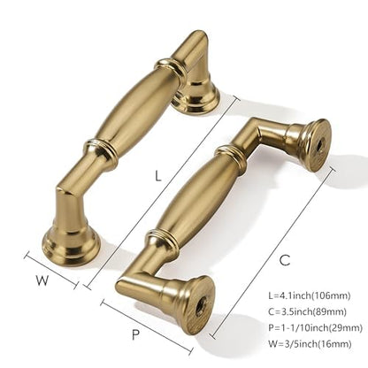 khtumeware 10 Pack 3-1/2 Inch(89mm) Champagne Bronze Cabinet Pulls Heavy Duty Soild Satin Brass Cabinet Handles Kitchen Cabinet Hardware for Cupboard Drawer Handles Dresser Pulls - color: Champagne Bronze, size: 3-1/2"(89mm)Hole Center